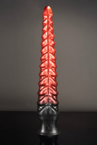 A product photo of the Asmodeus Tentacle Dildo in Demon Blood (Ombre) colour.